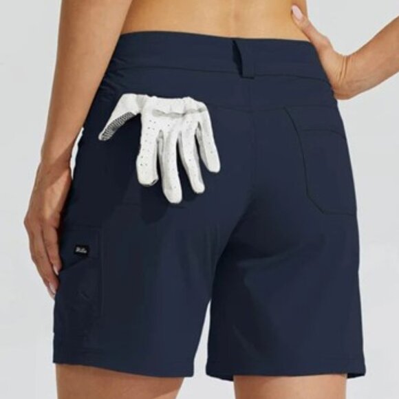 Willit Sports Deep Blue Outdoor Pro 7" Flat Front Shorts Womens Size 10 NWT - Picture 14 of 16